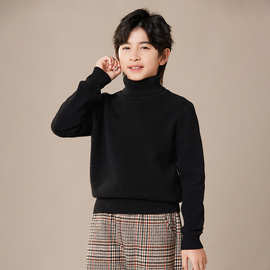 秋冬款儿童安迪绒针织衫纯色高翻百搭宽松保暖打底毛衣男女童上衣