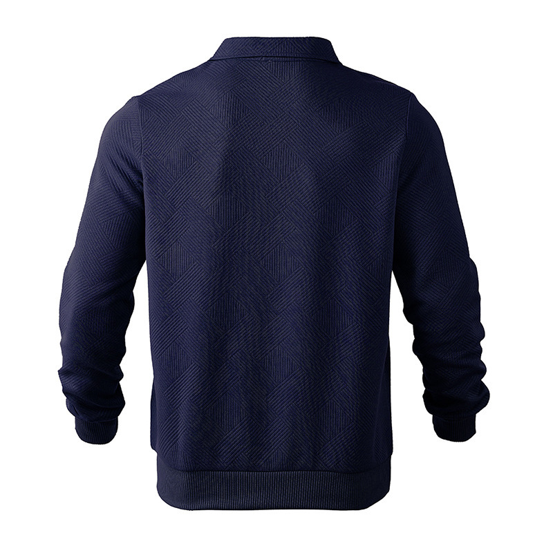 Men's Half-zip Jacquard Polo Sweatshirt With Turn-down Collar_voghion.com