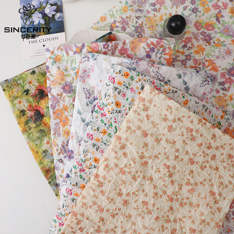 Siete colores, rojo, flor de colza, forro de papel de Sydney, pliegues, papel de embalaje de ramo de fondo de bricolaje, papel de embalaje de regalo