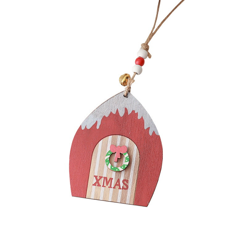 Decoraciones navideñas de madera colgante de madera exportado en el norte de Europa pequeña casa colgante guirlandas de alce