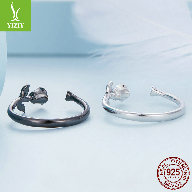 Silver charm original 925 sterling silver rose flower opening ring Valentine's Day gift ring jewelry BSR065 Silver charm original 925 sterling silver rose flower opening ring Valentine's Day gift ring jewelry BSR065
