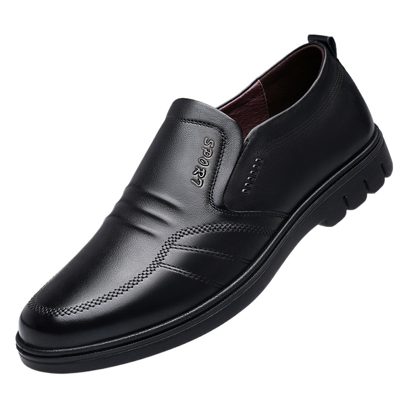 Zapatos de cuero para hombres 2024 nuevos zapatos casuales de negocios para Hombres estilo coreano de moda británico versátil slip-on zapatos de hombre negro transfronterizo