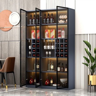Wine Cabinet Wall Storage Cabinet Light Luxury Glass Wine Cabinet Dining Side Cabinet Household Integrated Side Cabinet Glass Door Display Cabinet