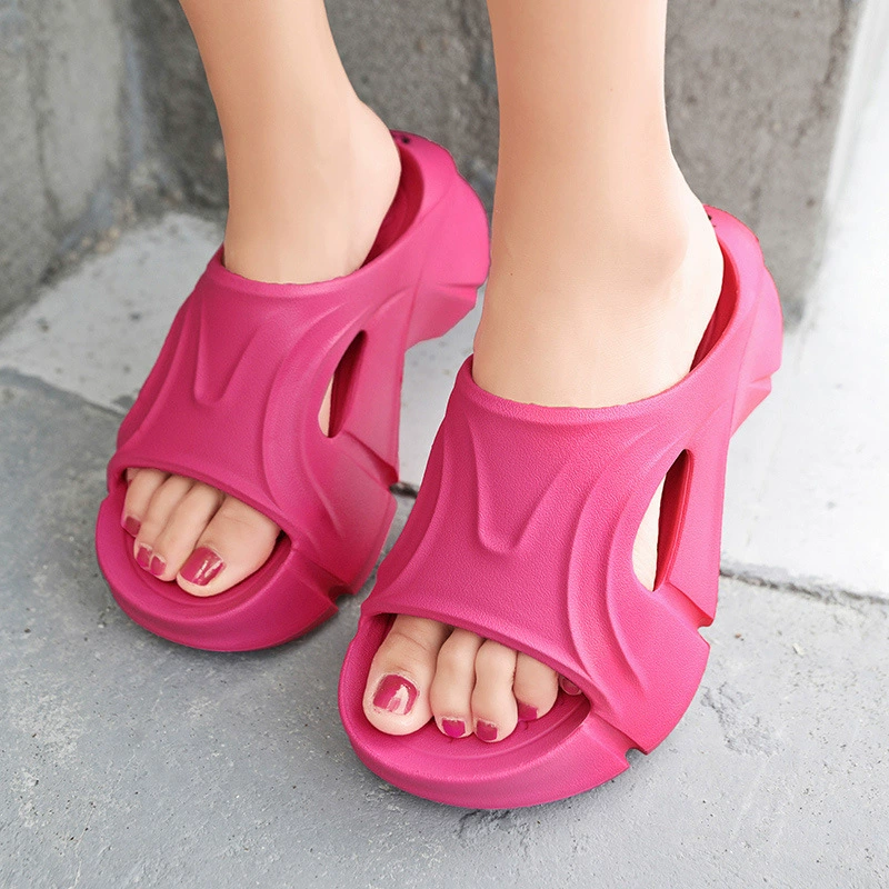 Platform slide sandals, 7 cm heel, high‑elastic cushioning, sizes 34–40