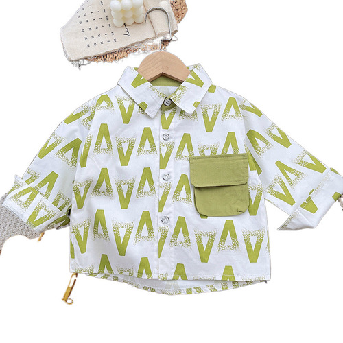 Macho Boy Casual Shirt Spring 2025 New Children's Outerwear Stylish and Trendy Spring and Autumn Style Toddler Autumn Clothes Top