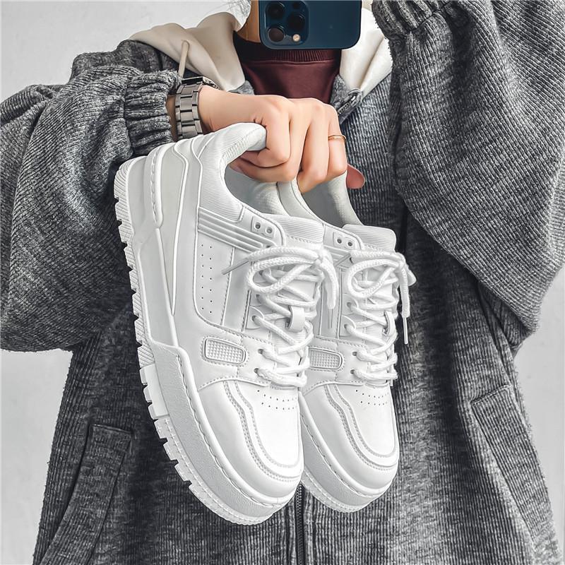 ins white shoes men's autumn leather breathable casual sneakers street fashion travel walking men's shoes wholesale