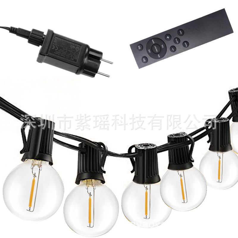 Enchufe de control remoto estándar americano y europeo Patio de alambre de cobre E12 ambiente de vacaciones planta de Navidad irradiación burbuja de vidrio caliente Cadena de luz LED