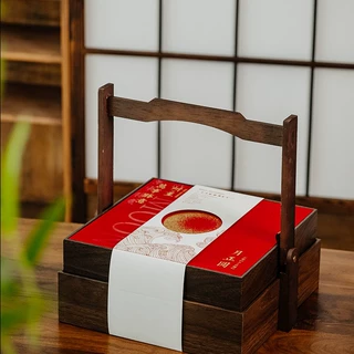 黑胡桃木纹理高端月饼盒 高性价比源头定制中秋礼盒 企业采购可印