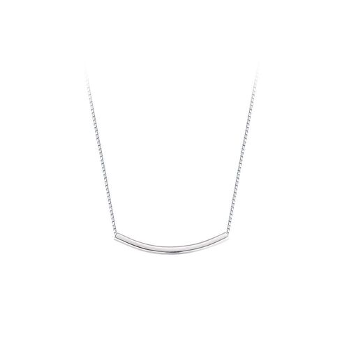 S925 Silver Pendant Necklace, Simple and Fashionable, Japanese and Korean Style, Square Tube Chain, Women's Cold Wind Clavicle Chain, Drop Ship One Piece