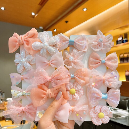 Children's hair accessories super fairy bow fabric hair clip sweet flower hair clip does not hurt hair bb clip girls bangs clip