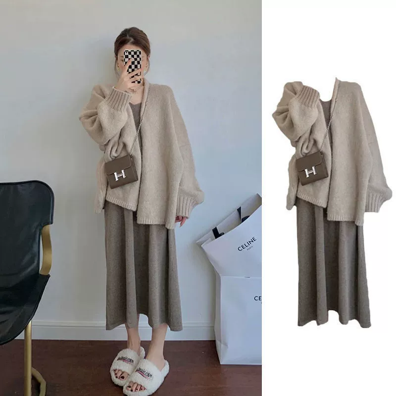 Женский весенний костюм больших размеров, новинка 2025 года, утягивающий женский трикотажный костюм в корейском стиле, комплект из двух предметов