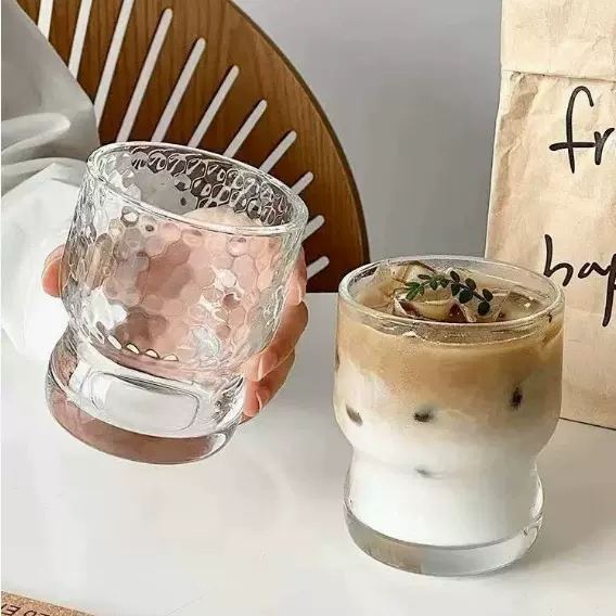 ins玻璃杯高级咖啡杯小众创意卡通家用水杯女学生冰美式牛奶杯子