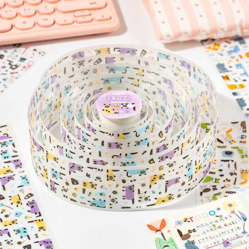 かわいい猫ペットフラッシュサンドテープ漫画かわいいペットカットフィルムステッカーハンドブック Guka diy 素材装飾コラージュ|undefined
