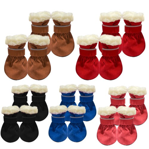 Wholesale Pet Small Dogs Winter Fleece Thick Soft Sole Non-slip Shoes Dog Shoes