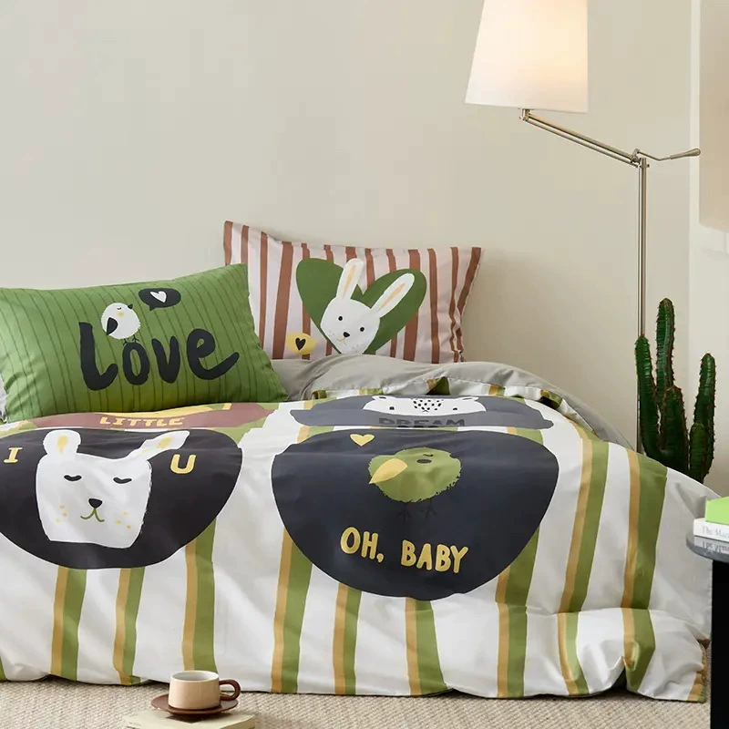 Детский комплект постельного белья Bluebird Cotton - 4 предмета, размер 1.8 м/1.5 м, яркие рисунки для учащихся начальной школы