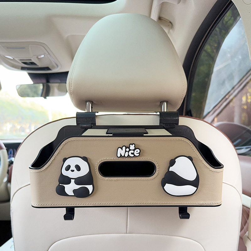 Car Seat Back Hook — Qìchē Car storage bag/box - beige-panda-multi-function-seat-back-storage-box