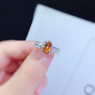 S925 Silver Set Natural Citrine Ring Hot-selling Light Luxury Fashion Elegant All-match Color Jewelry Oval Ring