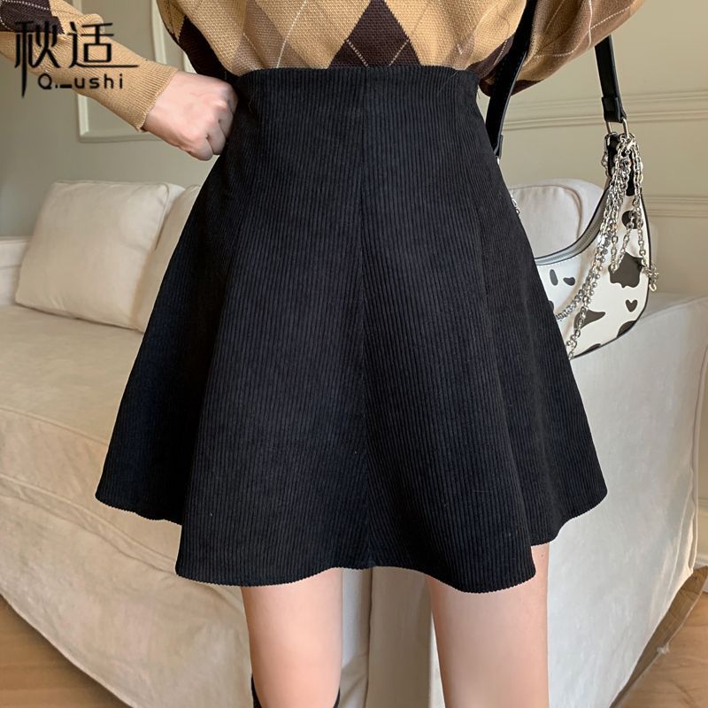大码女装胖mm灯芯绒半身裙子2025秋冬新款小个子高腰显瘦a字短裙|undefined