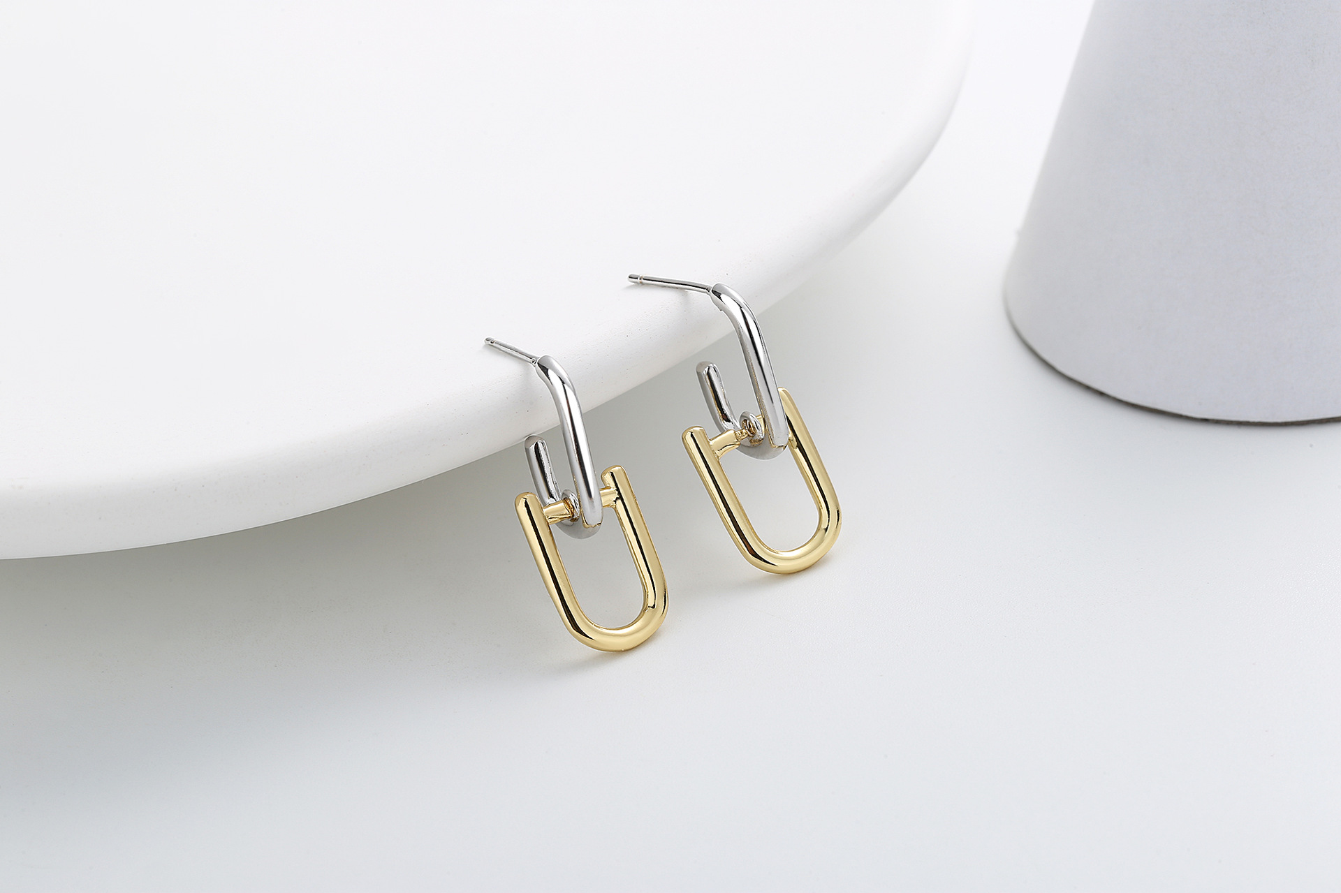 Fashion Color Block Copper Plating Drop Earrings 1 Pair