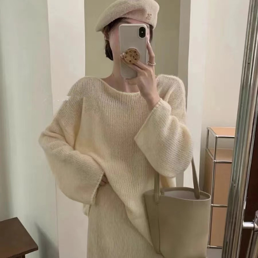 (2개) N F 한국 스타일 간단한 통근 니트 스웨터 새로운 마일라드웨어 가을 느슨한 게으른 니트 스웨터 여성용