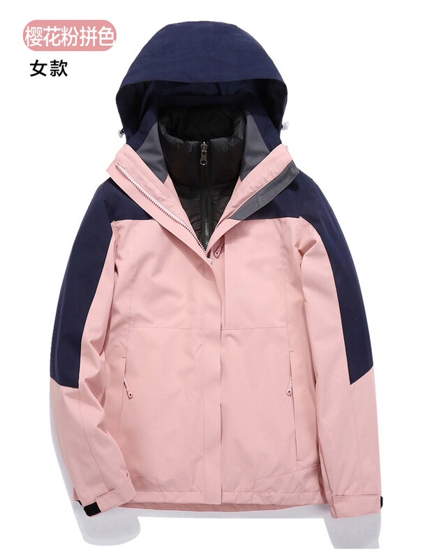秋冬男女两件套户外冲锋衣加厚羽绒内胆可拆卸三合一外套防风防水|undefined