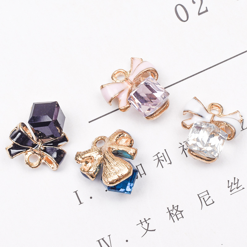 Charms, Jewelry Accessories Classification 10 PCS/Package Alloy Crystal Bow Knot