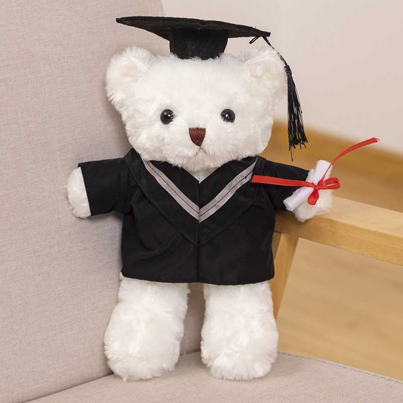 Graduación doctor Teddy Bear sombrero muñeca licenciatura oso impresión logotipo muñeca de peluche muñeca conmemorativa de la escuela