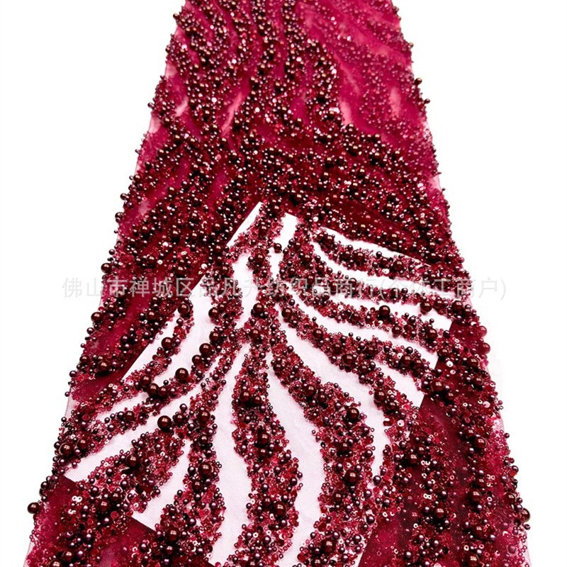 Nueva tela de perla ondulada de agua aerodinámica de perla full-length sequin lujoso anfitrión de banquete vestido de noche tela