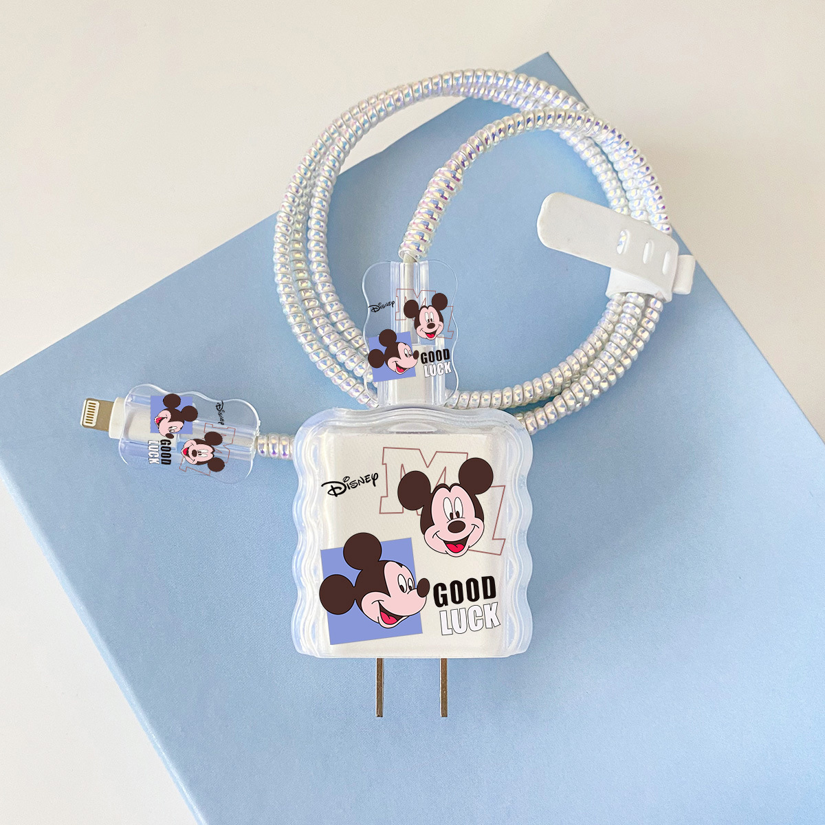 Apple 20w-YT1034Luck Mickey-오버레이 헤드기어+웨이브 라인 클립+1m 레이저 화이트 로프+화이트 스트랩