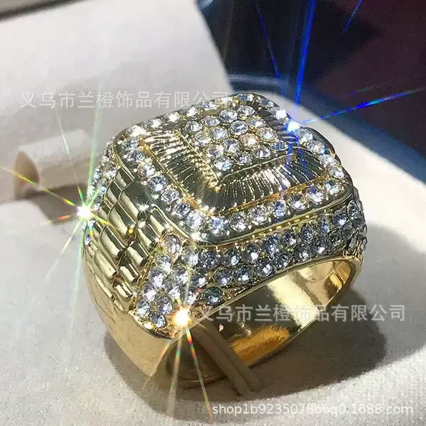 Cross-Border European and American Popular Metal Rings Copper-Plated Alloy Micro-Paved Zircon Men's Niche Accessories Manufacturers Wholesale