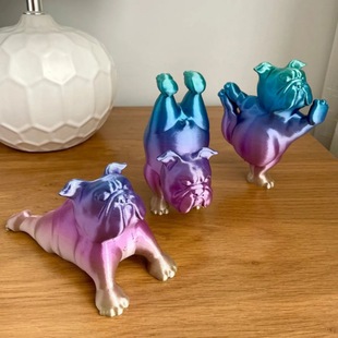 3D Printed Bulldog Yoga Statue Set Bulldog Yoga Statue