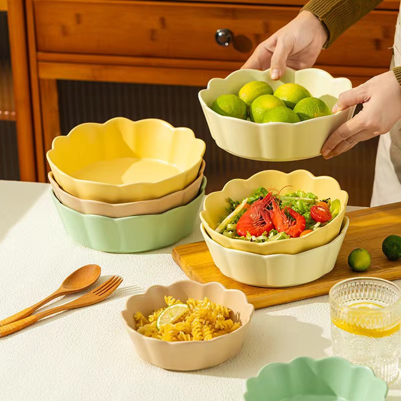 Tazón de ensalada de postre tazón de porcelana hogar tazón de fruta solo tazón de huevo al vapor tazón de yogur tazón para hornear tazón de freidora de aire tazón de avena