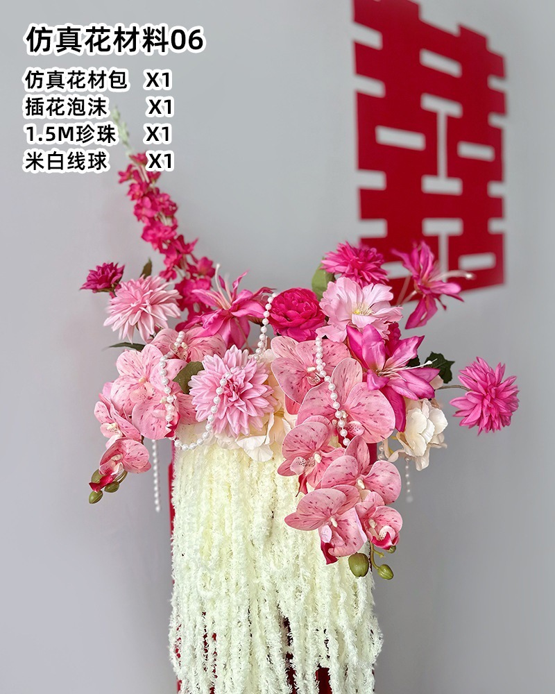 Decoración de la boda Decoración de la boda Decoración de la sala de estar Flor Flor Flor Mesa de la sala de bodas Mesita de la cama de la boda Decoración de flores falsas