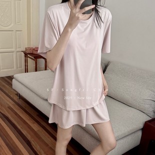3094 Cool Skin Summer Pajamas Women's Short Sleeve Shorts with Chest Pad Cool Home Clothes Ice Cream Sweet suit Cross Border