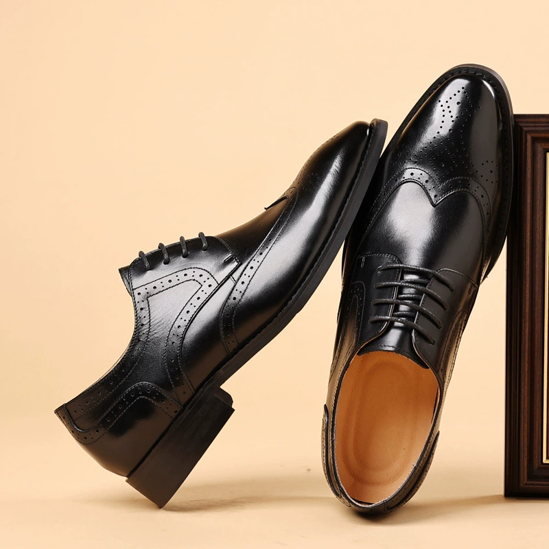 Мужские кожаные туфли-броги, деловая мужская обувь с резной отделкой в британском стиле, рабочая обувь, туфли-оксфорды из натуральной кожи с тремя шарнирами