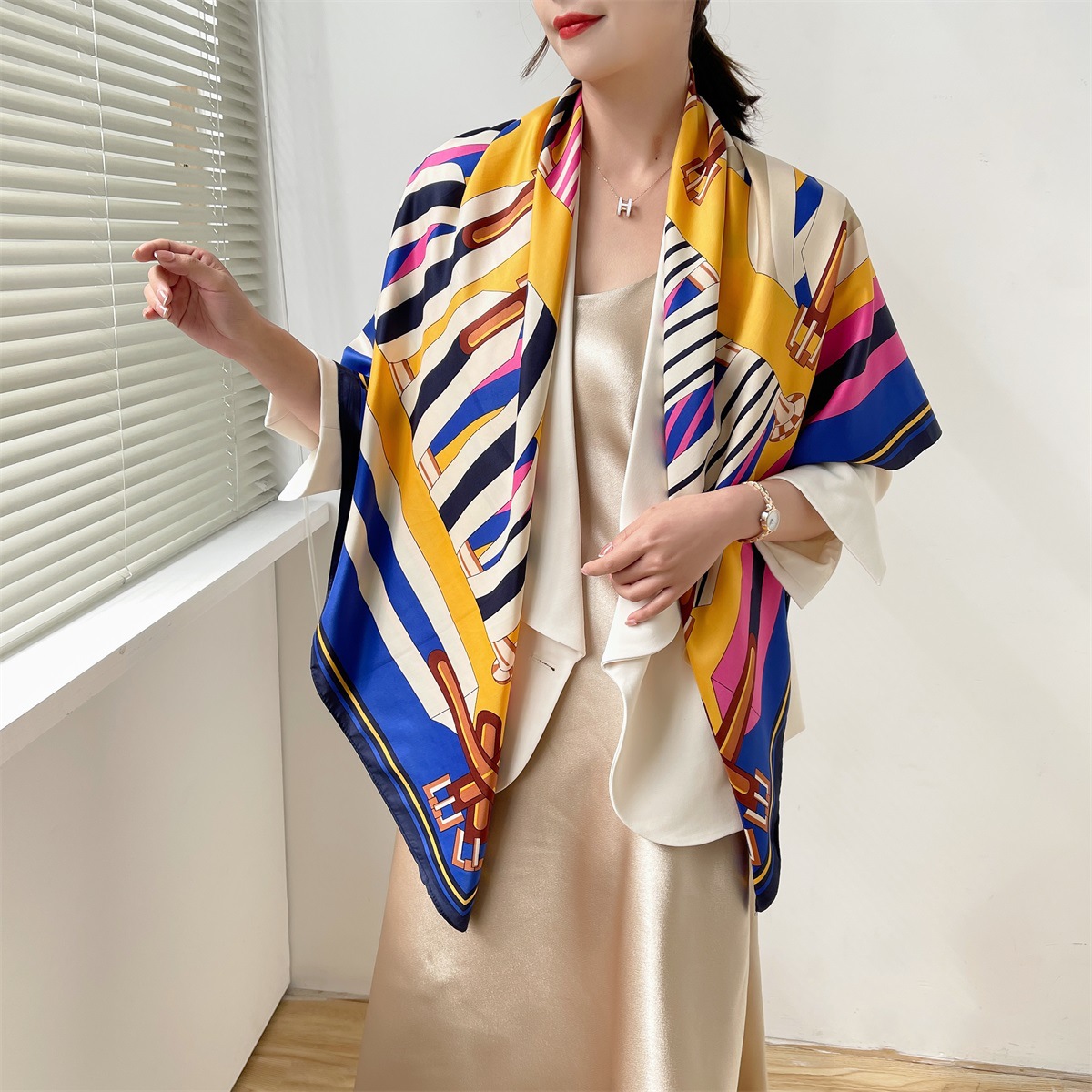 175g Weight Silk Scarf Classification Daily Occasion Polyester Material Plant Pattern Spring&Summer Season Women's Gender Elegant, Simple Style Style Women's Elegant Simple Style Plant Polyester Silk Scarf 1