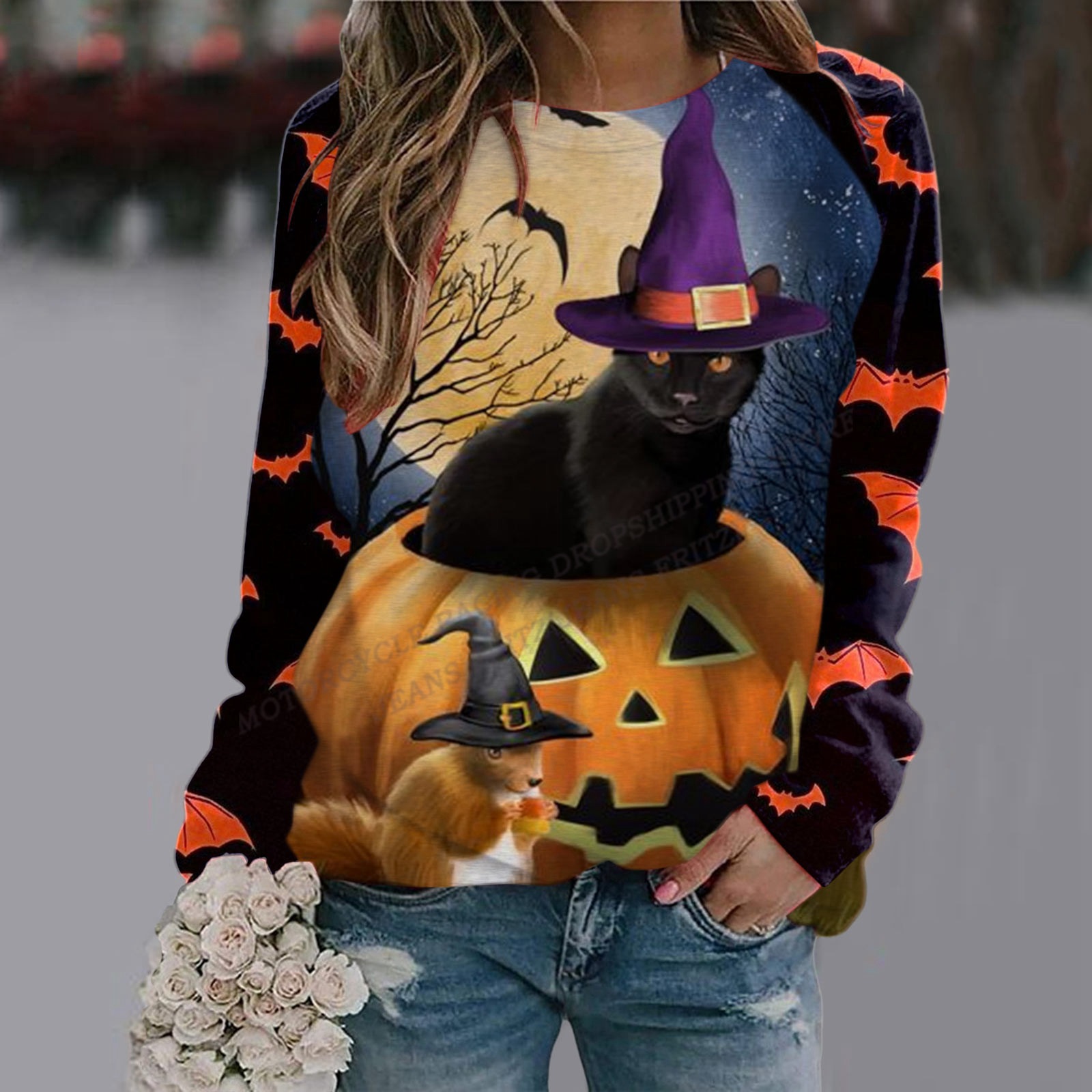 Justice Monogram Print Sweatshirt Image 4
