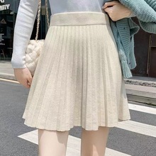 百褶半身裙女早秋2024年新款韩版小个子纯色百搭针织a字高腰短裙