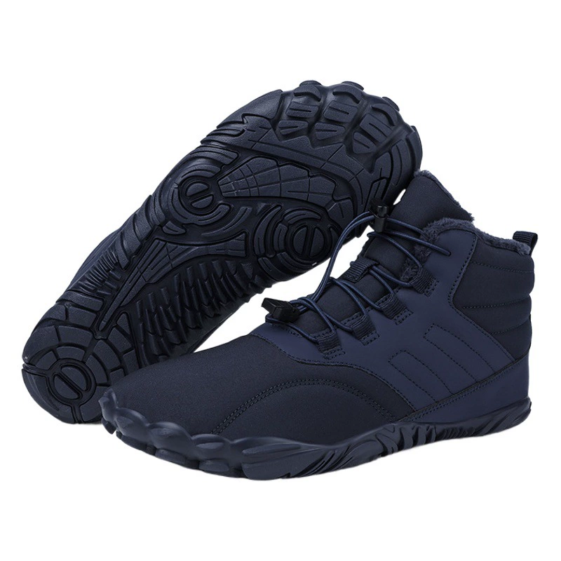 Трансграничные мужские зимние сапоги с пятью пальцами, непромокаемая уличная хлопковая обувь на флисовой подкладке для пары, женские нескользящие повседневные зимние хлопковые сапоги больших размеров