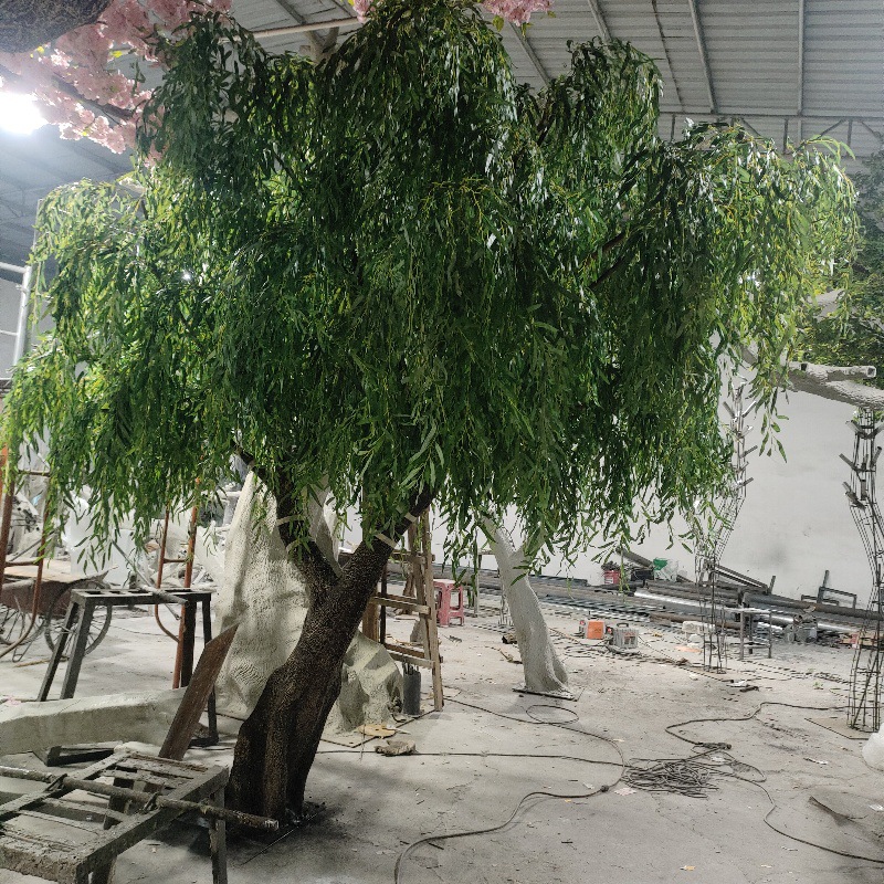 Sauce simulado Four Seasons Evergreen Hotel Paisaje Sauce llorón artificial Sauce recto FRP Sauce simulado artificial