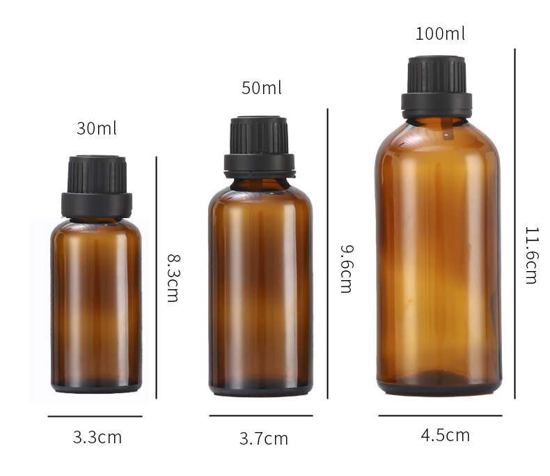 Cubierta antirrobo 10ml Brown botella de aceite esencial 20ml botella de vidrio 5ml botella cuentagotas perfume sub-embalaje botella de vidrio de aromaterapia
