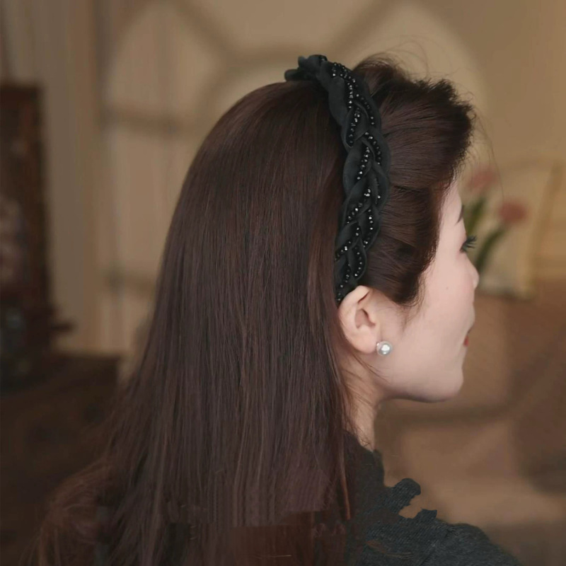 パリプリンセスヘッドバンド女性のハイエンドつば広三つ編みヘアバンドル滑り止め高頭蓋洗顔ヘッドバンドヘアアクセサリー|undefined