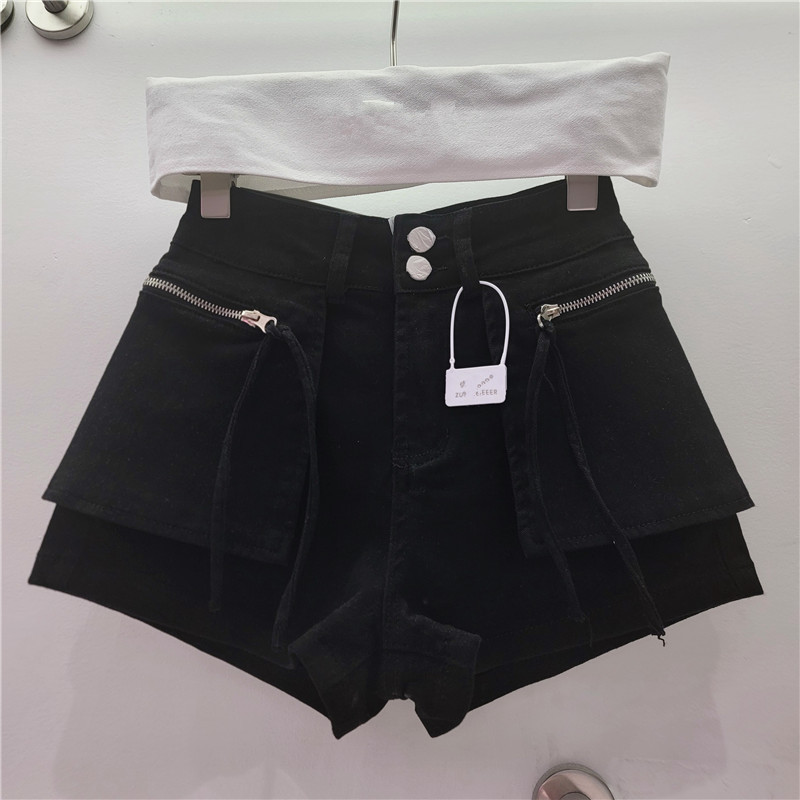 Pantalones Cortos Cargo para Mujer con Doble Cierre de Mezclilla, Bolsillos image 4