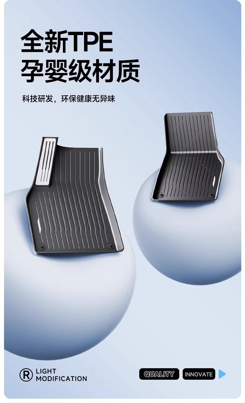 Suitable for the Updated Version of Model Y/Yl/3 Tesla, Full-Coverage Tpe Floor Mats, Official Website Tesla Accessories