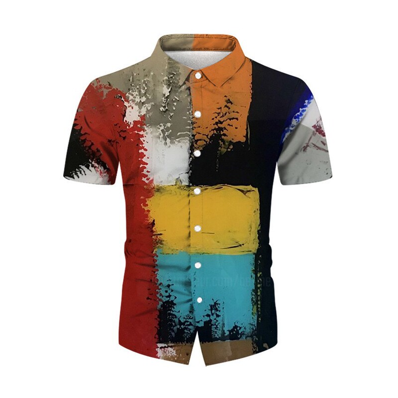 2023 cross-border Men's 3D digital printing shirt top plus size men's fashion casual loose lapel cardigan
