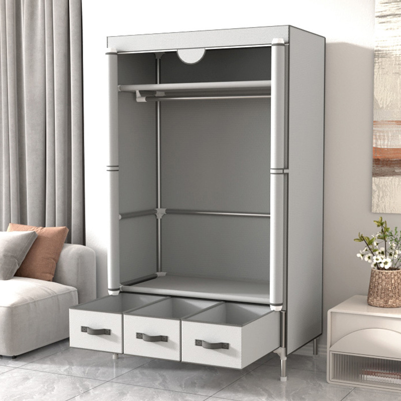 Wardrobe for Home Bedroom Simple Assembly Fabric Wardrobe Rental Room Sturdy and Durable Hanging Wardrobe Modern Simple Storage Cabinet