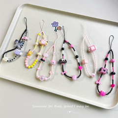 庫洛米彩色米珠手機鏈韓風ins原創串珠相機手工掛繩腕鏈手機鏈風