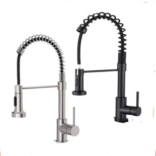 Cross-border 304 stainless steel spring pull kitchen hot and cold faucet vegetable basin sink sink mixing valve