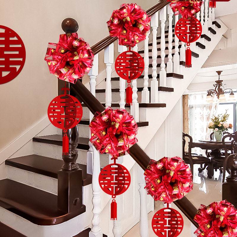 Decoración de escalera de boda no tejida de pared de flores de dibujo de escaleras de boda de artículos de boda nuevo diseño de escena