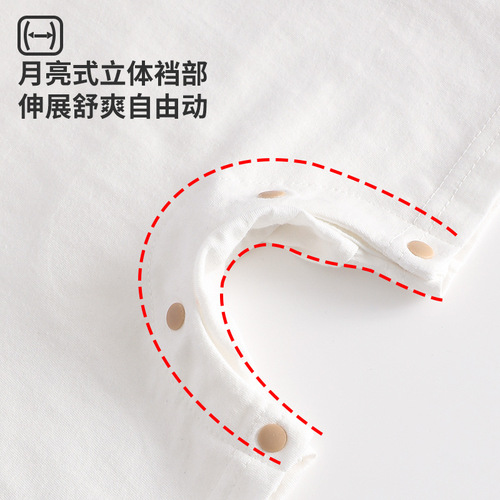 Summer Baby Pure Cotton Ventilated Onesie Thin Short Sleeve Baby Home Wear Pajamas Summer Style Air Conditioning Suit